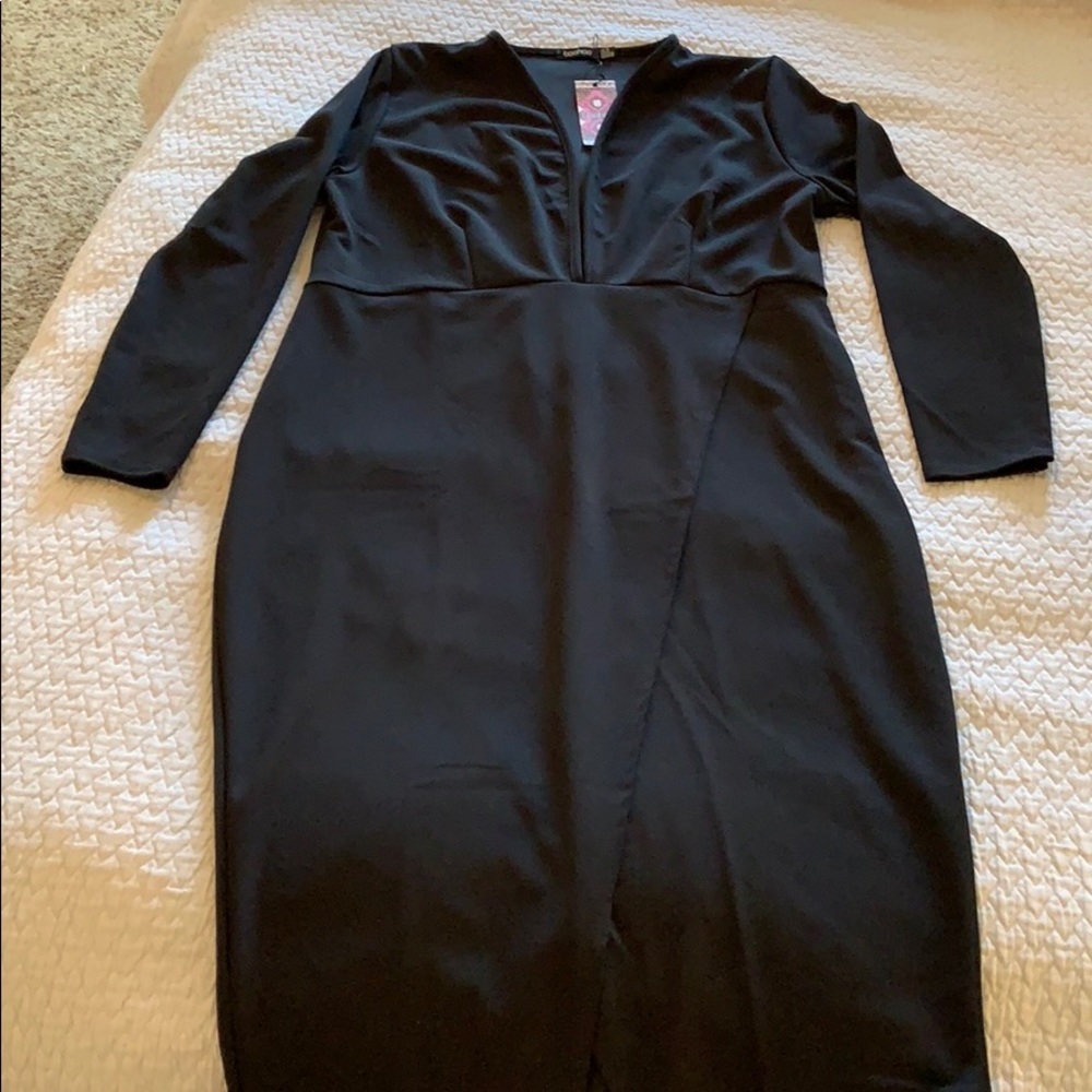 Boohoo black plus size dress